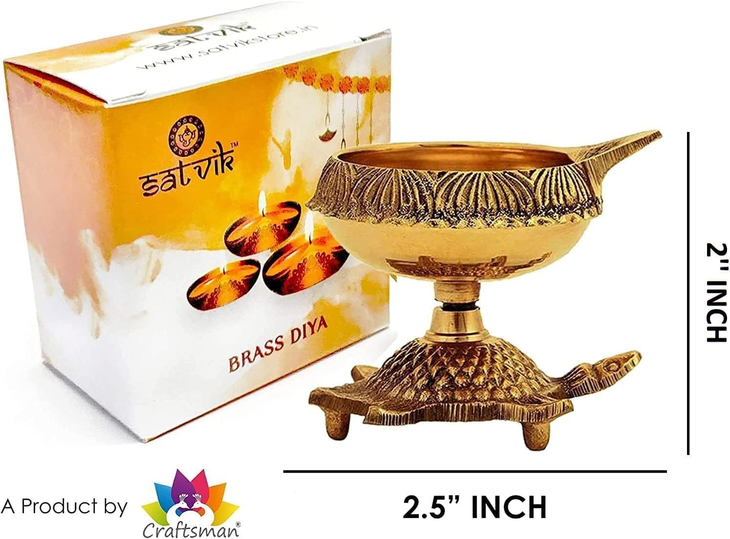 SATVIK Set of 20 - Brass Turtle Kuber Diya &ndash; Engraved Floral Design Pooja Diya, Oil Lamp, Tea Light Holder for Mandir, Home Decor, Diwali, Lakshmi Pujan, Housewarming Gift, Kutthu Vilakku, Nilakku image number 2