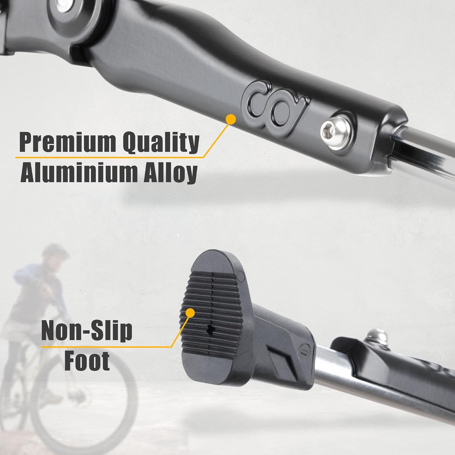 Cyclingdeal Adjustable Bicycle Kickstand Centre Mount Type - for MTB Hybrid Kids Bikes - Premium Aluminium Alloy with Rubber Pads Non-Slip Non-Scratch Design image number 4