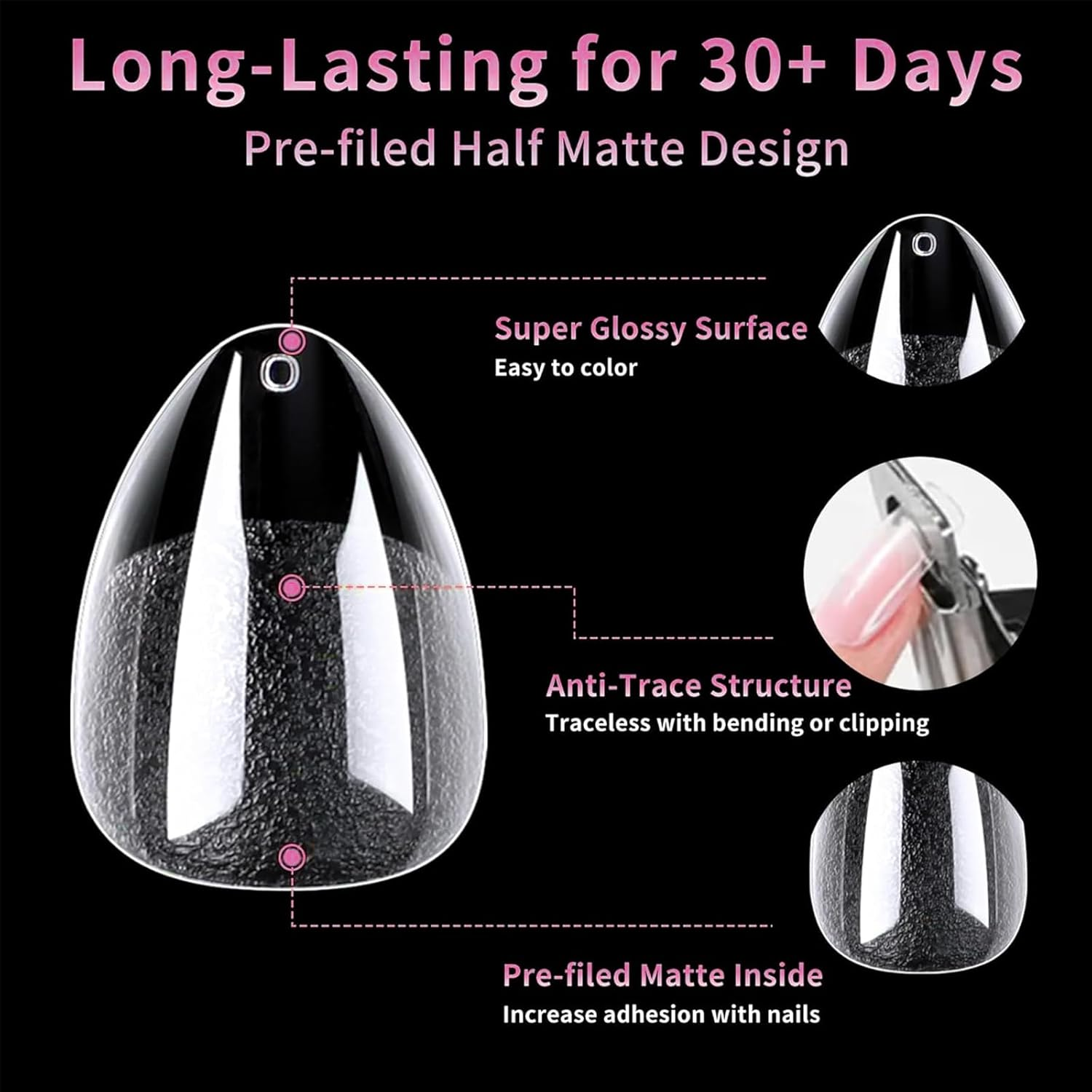 Gaivek 600 Pcs Short Almond False Nail Tips, Full Cover Gel Nail Extensions, Pre-Shaped Press-On Nails Kit, for DIY Manicure and Salon Use, 10 Sizes image number 3