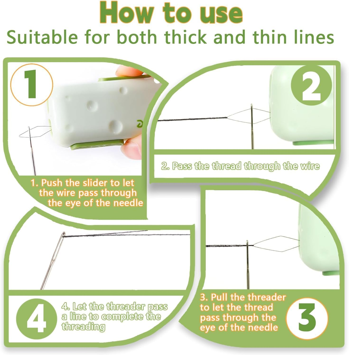 3 Pcs Needle Threader & Seam Ripper Set - 3-In-1 Multifunctional Sewing Tool Kit with Needle Storage Box | Essential Quilting & Sewing Supplies for Precision Stitch Removal Threading image number 3