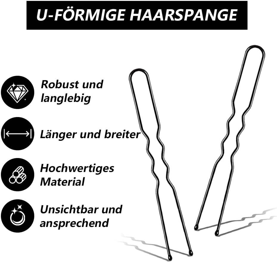 Funalix Pack of 150 U-Shaped Hair Clips, Hair Styling Bobby Pins, Ballet Hair Pins, Bun Hair Clips, Styling Hair Clips for Women and Girls (Black) image number 5