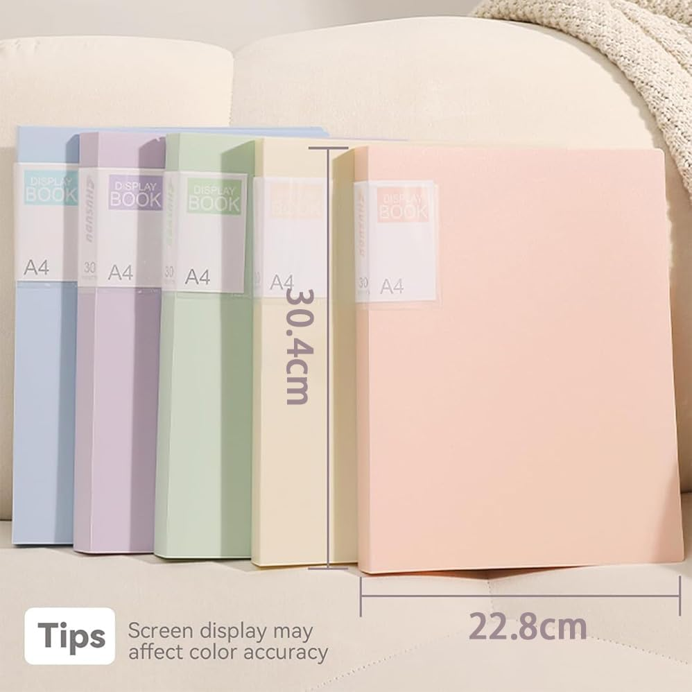 Betterlifewj 5Pcs File Folder, 60 Pages File Bag A4 Transparent Binder File Folder Beige Document Folder for Office and School Supplies(Large) image number 2