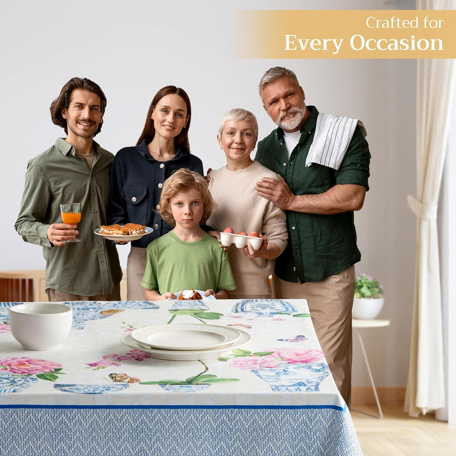 Maison D'Hermine Table Cloth Rectangle Table 100% Cotton 60 X 108 Inches Tablecloth Reusable Decorative Everyday Use for Dining Room, Farmhouse, Home, Party, Festive & Wedding Spring Summer - Canton image number 2