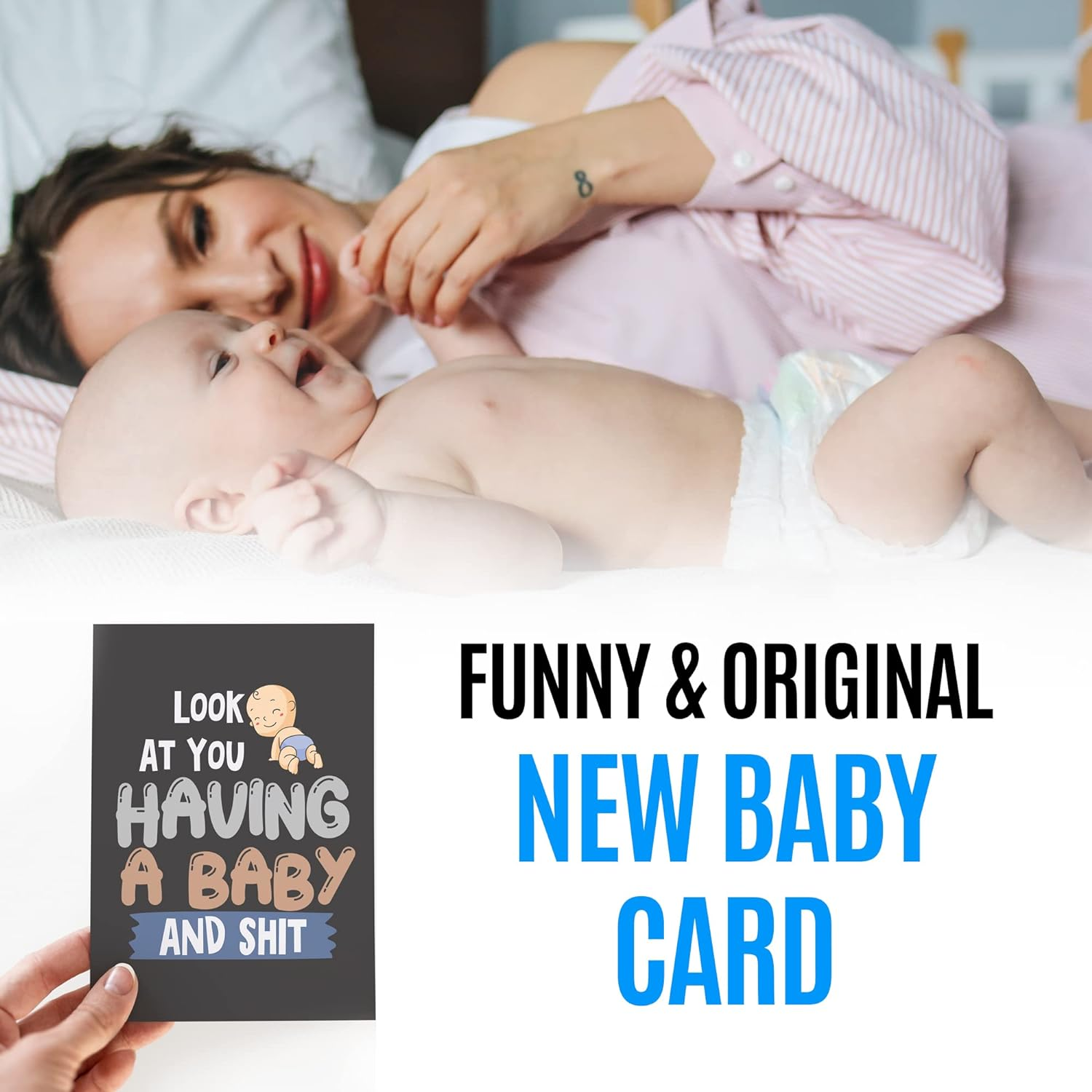 Funny New Baby Card with Envelope | Silly Card for Parents to Be | Congratulatory Card for Pregnancy Reveal for Mom, Dad... | Baby Shower Congratulations Present - NUM 11 image number 5