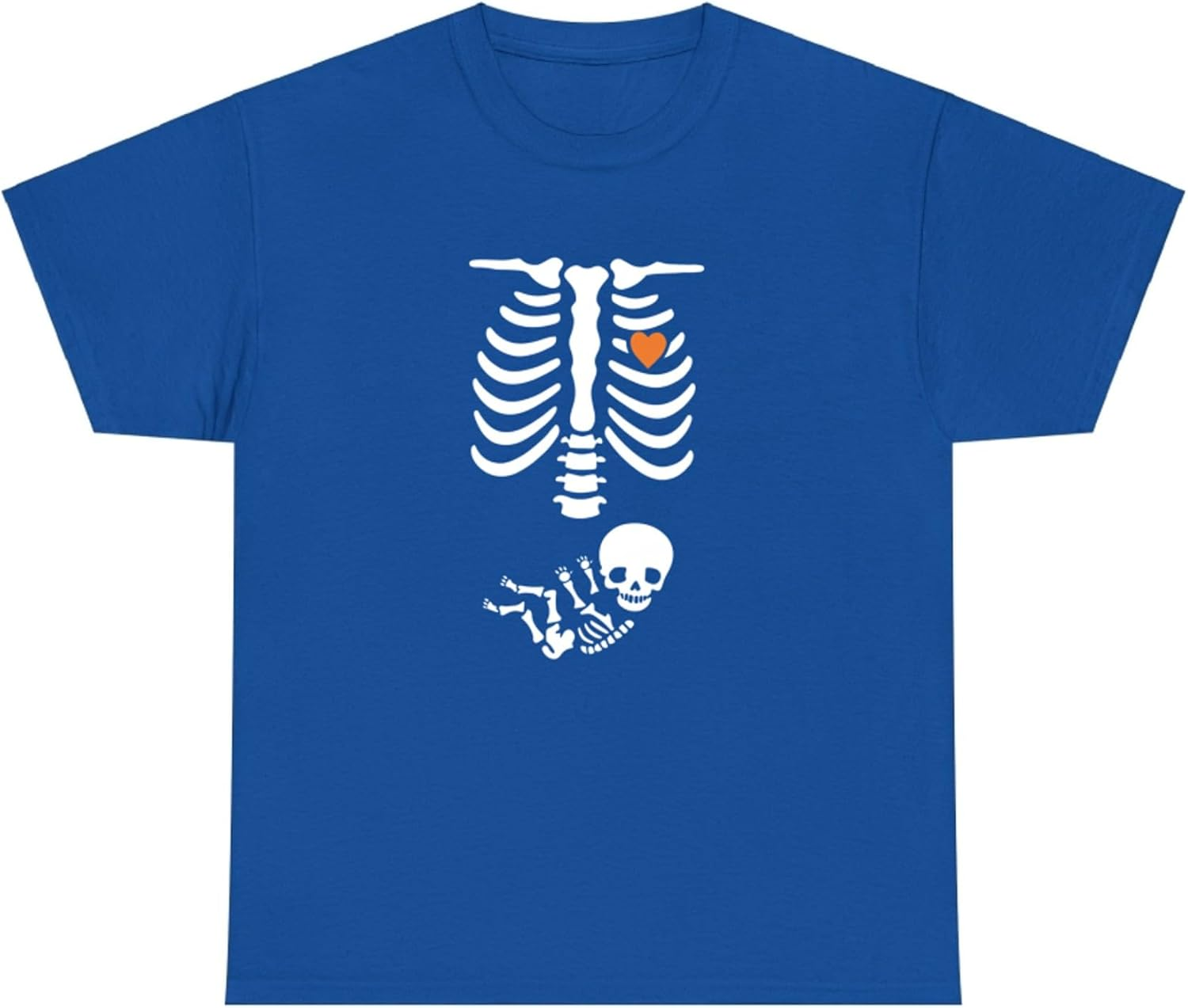 Skeleton Maternity Halloween Pregnancy Reveal Costume T-Shirt for Adults Crew Neck Short Sleeve Tee Shirt