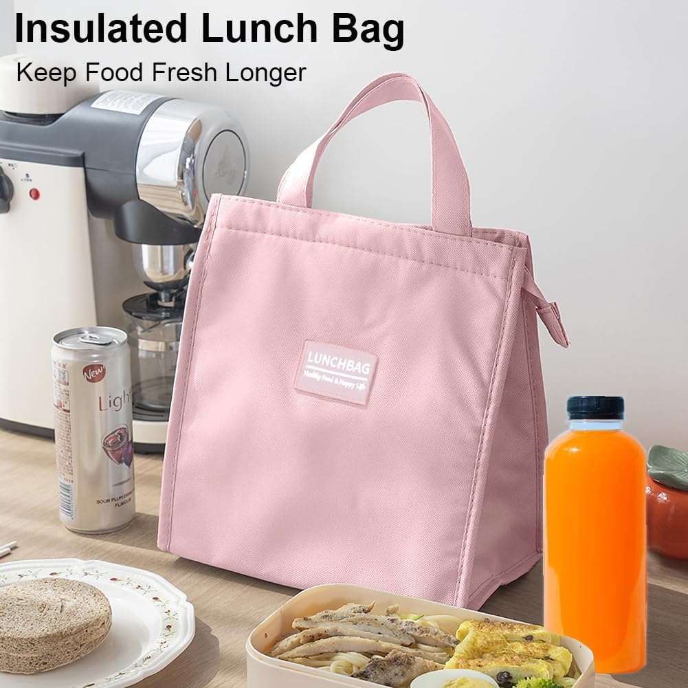 RUPEWA ​Insulated Lunch Bag - Lunch Tote Bag for Women & Men, Office, Work, School, and Picnic (Pink) - Pink image number 4