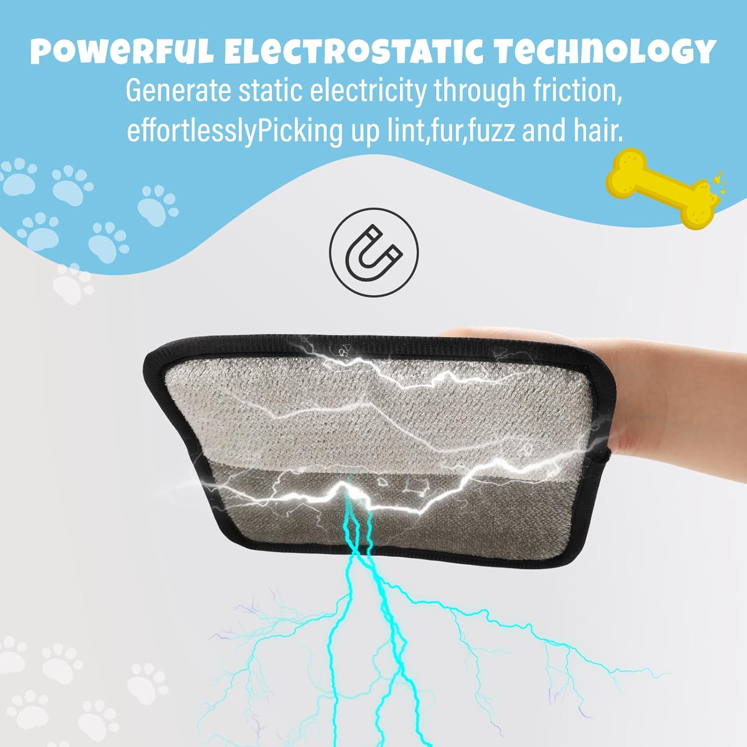 Fiohiros 2025 New Upgrade 2 Pack Pet Hair Remover Glove, Double Sided Reusable Cat Dog Hair Remover, anti Static Fur Removal Glove for Sofa, Carpet, Car