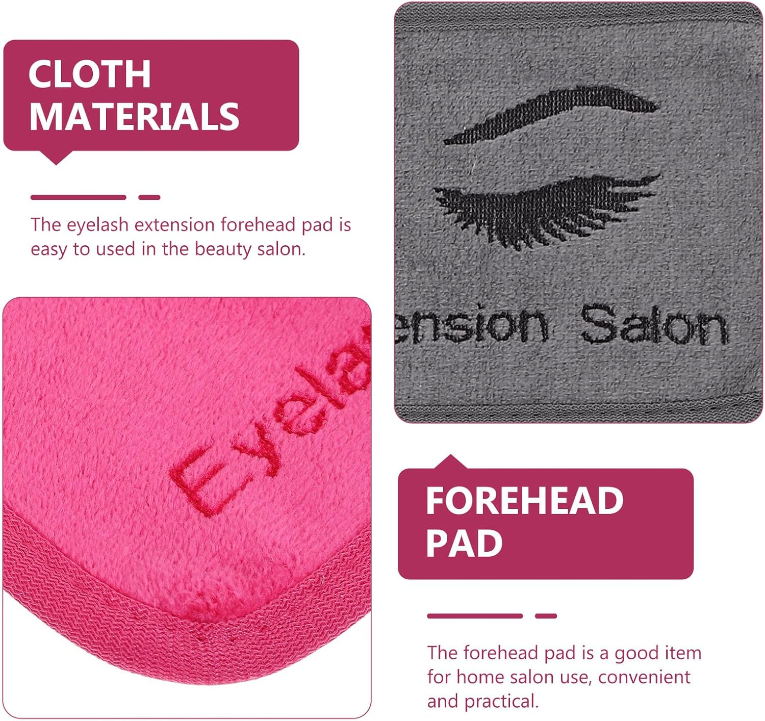 Angoily 3Pcs Eyelash Extension Forehead Pads Set, Lash Grafting Headbands with Deep Pink White Grey, Lash Extension Accessories for Professional Beauty Use image number 4