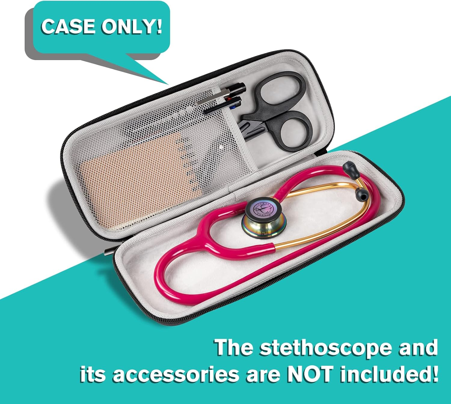 Procase Stethoscope Case for 3M Littmann Classic III, Lightweight II S.E, MDF Acoustica, Cardiology IV Stethoscope, Hard Travel Carrying Case -Black image number 2