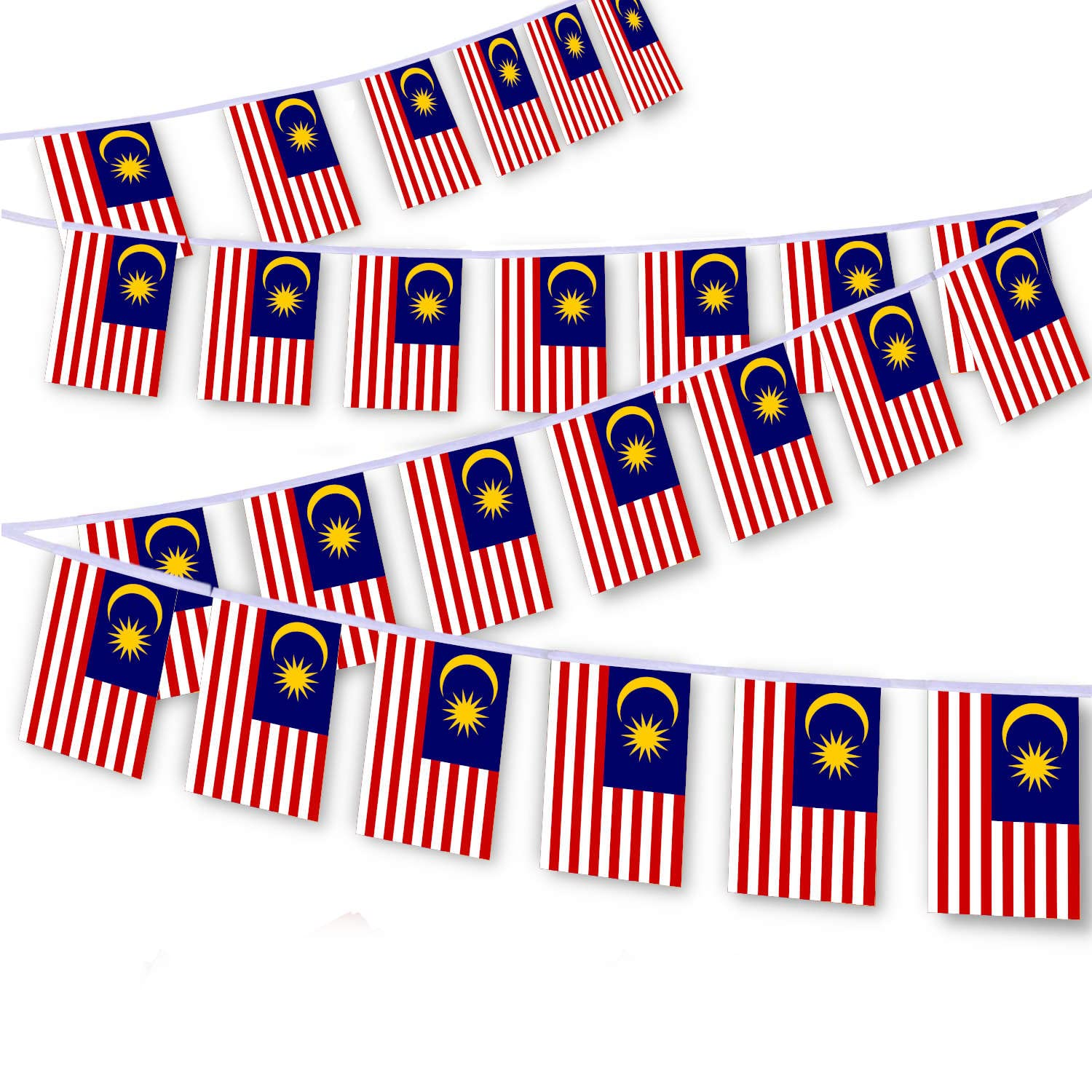 30 PCS Malaysia Flag, 33 FT Malaysian National Bunting,Decorgarden with Brass Gromment image number 4