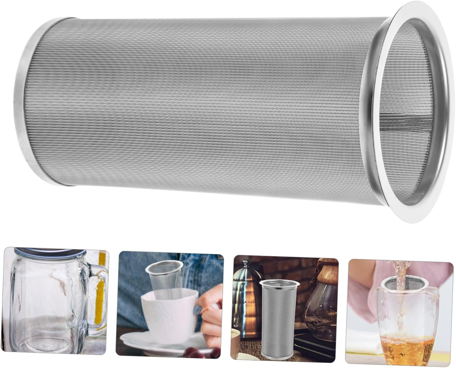 ELAYARD Stainless Steel Tea Strainer and Coffee Filter Portable Mesh Infuser Insert with Evenly Distributed Filter for Loose Tea Cold Brew and Fruit Infuser Jar Use image number 5
