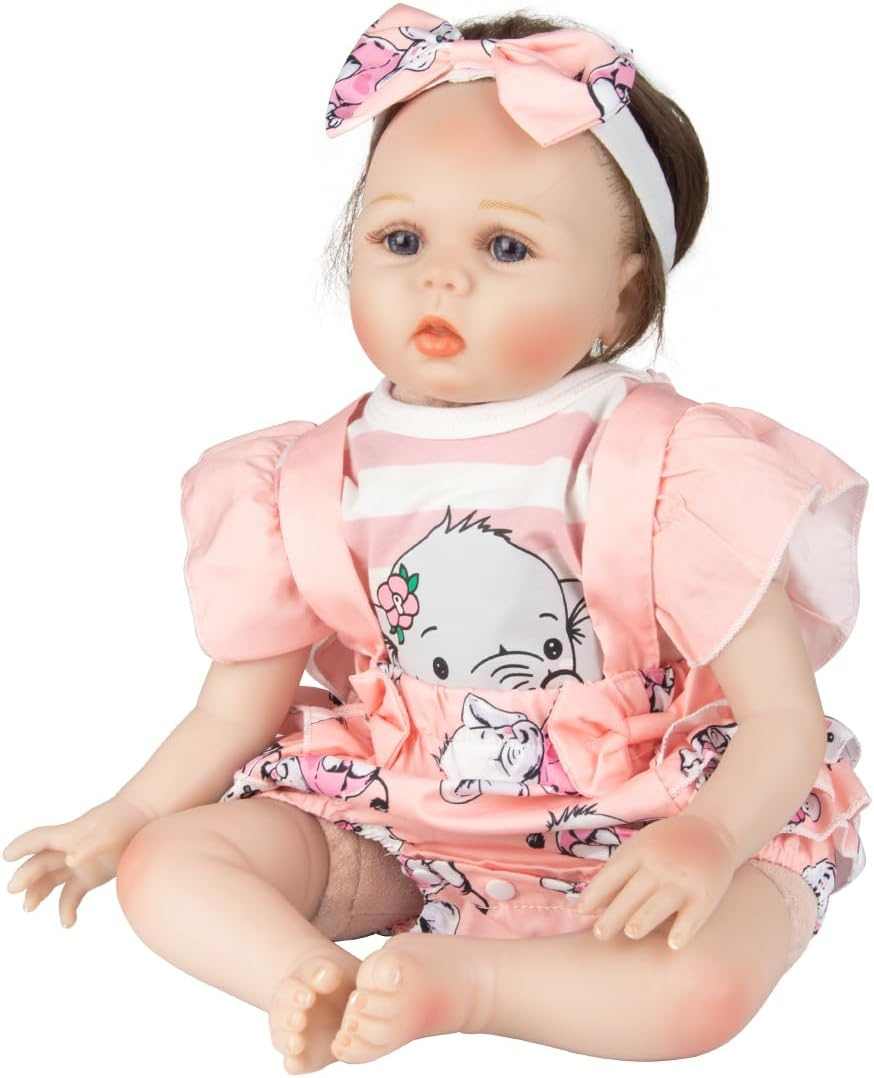 Reborn Baby Girl Doll Clothes Orange Suits Fit 20-22 Inch Reborn Dolls Girl Outfits Accessories 3 Pcs Set with Elephant Patterns image number 5