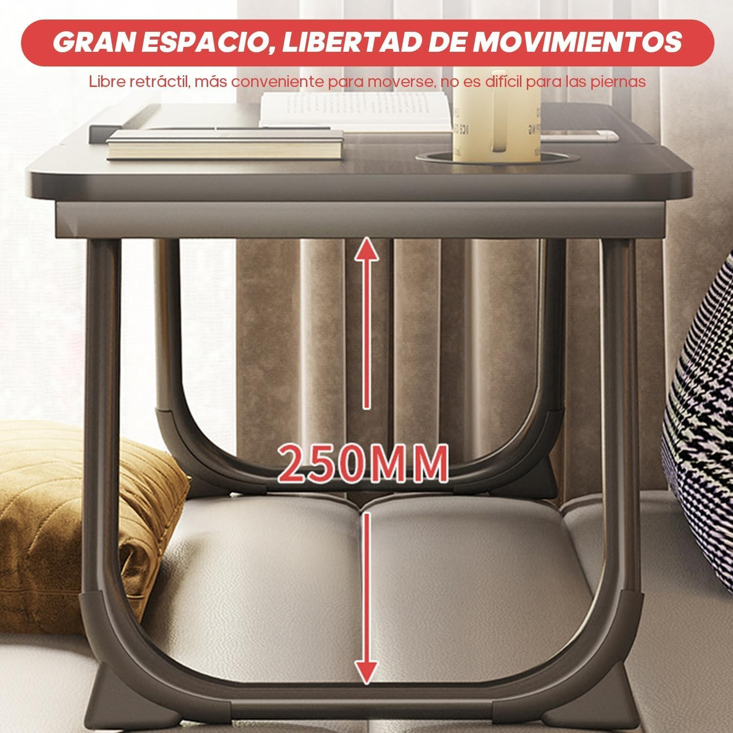 ZERIFAM Laptop Desk for Bed - 5 Adjustable Angle Laptop Stands, Portable Laptop Tray Table with Cup Holder, Used for Work, Writing, and Any Work Activity on the Bed/Sofa (Black) image number 6