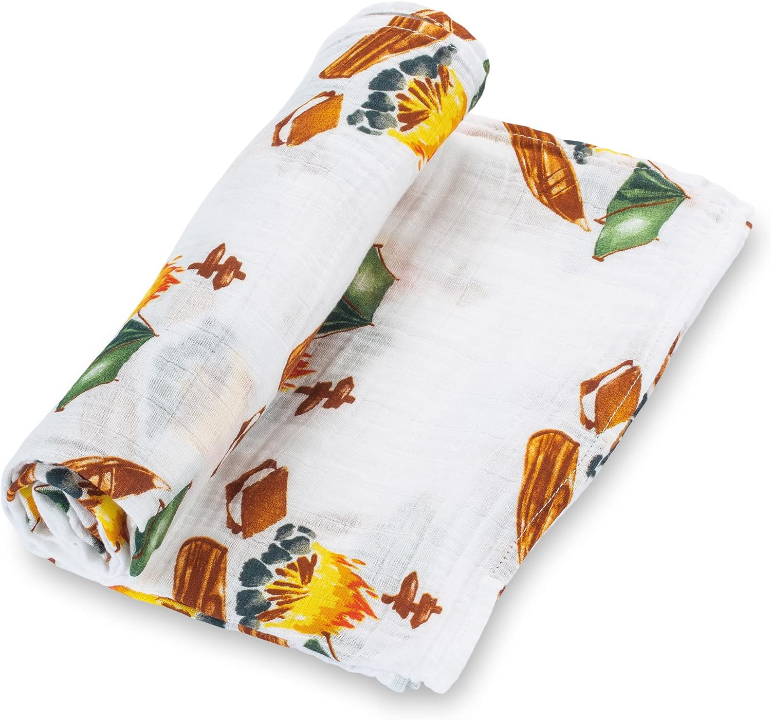 Lollybanks Swaddle Blanket | 100% Muslin Cotton | Newborn and Baby Nursery Essentials for Boys, Registry | Camp Theme Print
