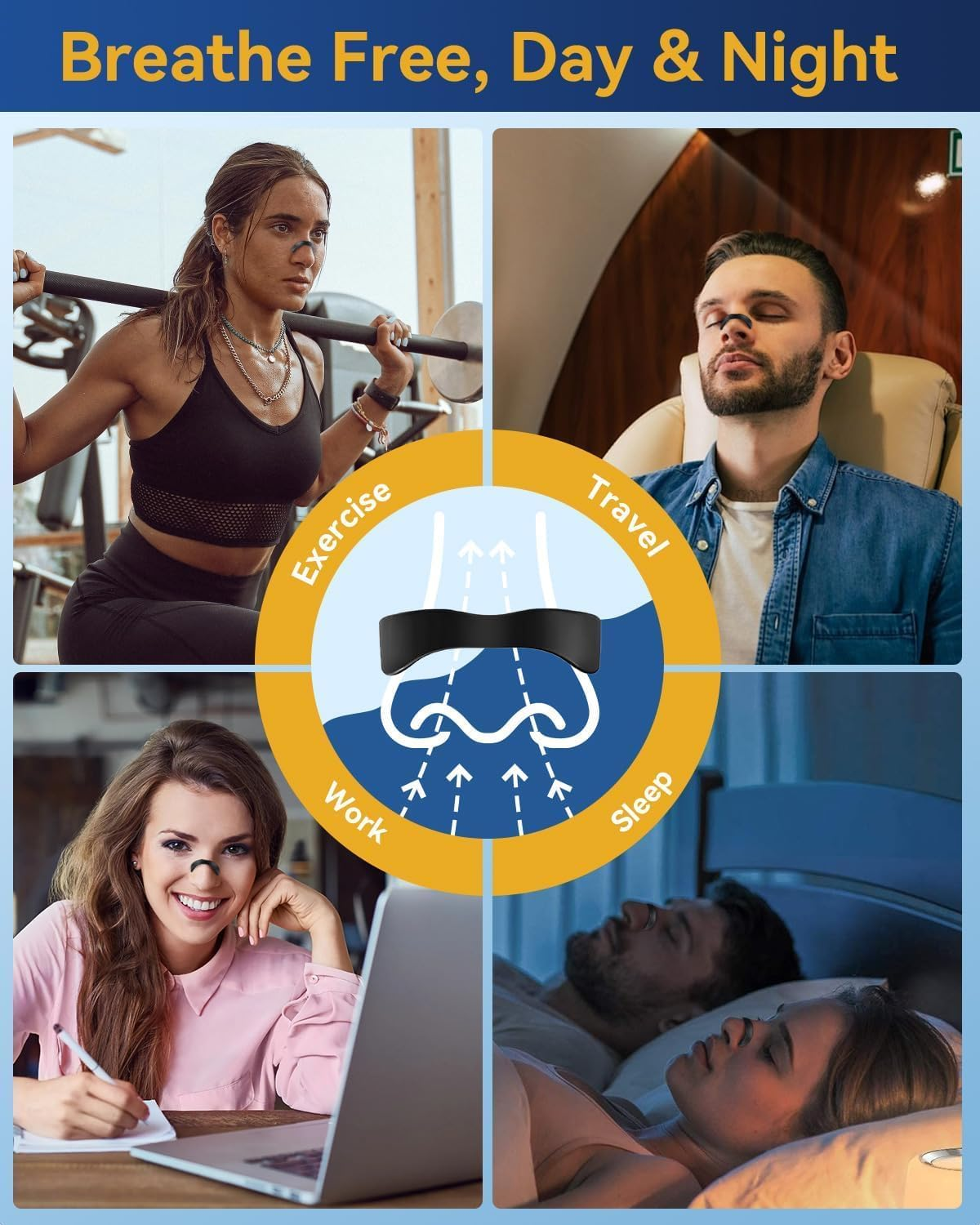 Magnetic Anti-Snoring Nose Strips (30-Day Value Pack) | Reusable Nasal Dilator for Increased Oxygen & Better Sleep | Non-Invasive, Drug-Free Snore Relief (Black) image number 4