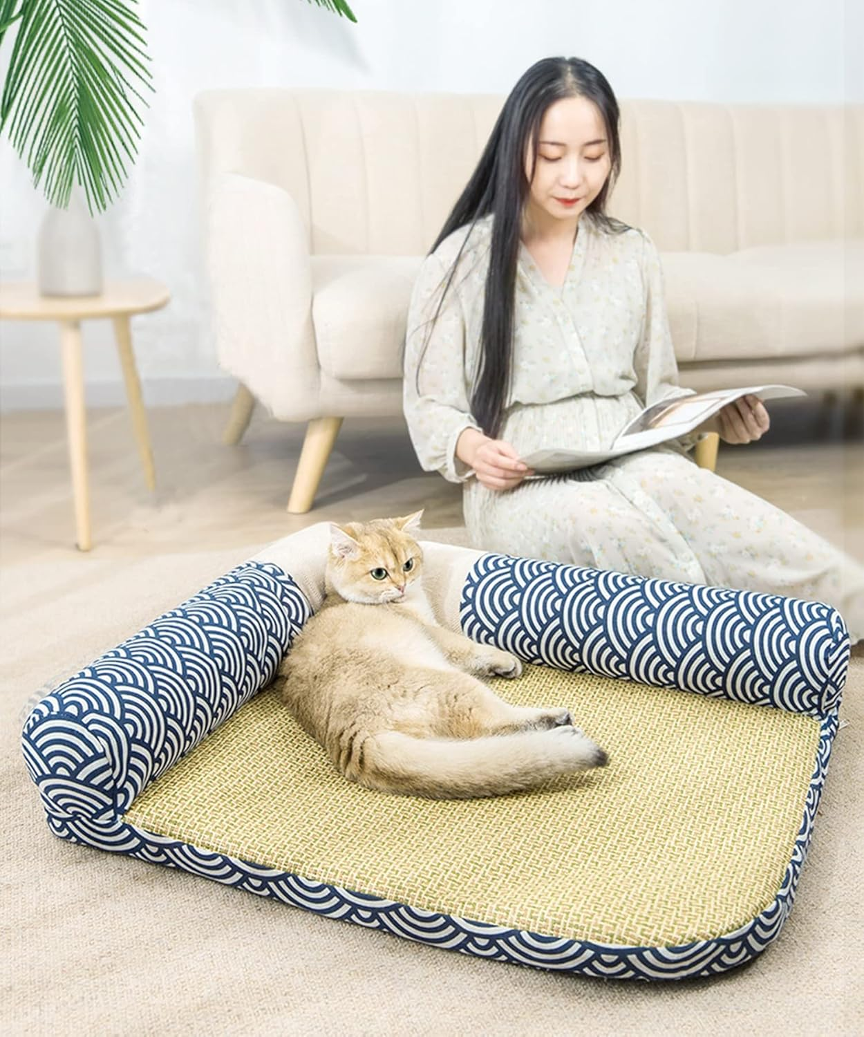 Aimoha Japanese Cooling Washable Pet Bed, Cats, Dogs, Cats, Dogs, S, Blue image number 6
