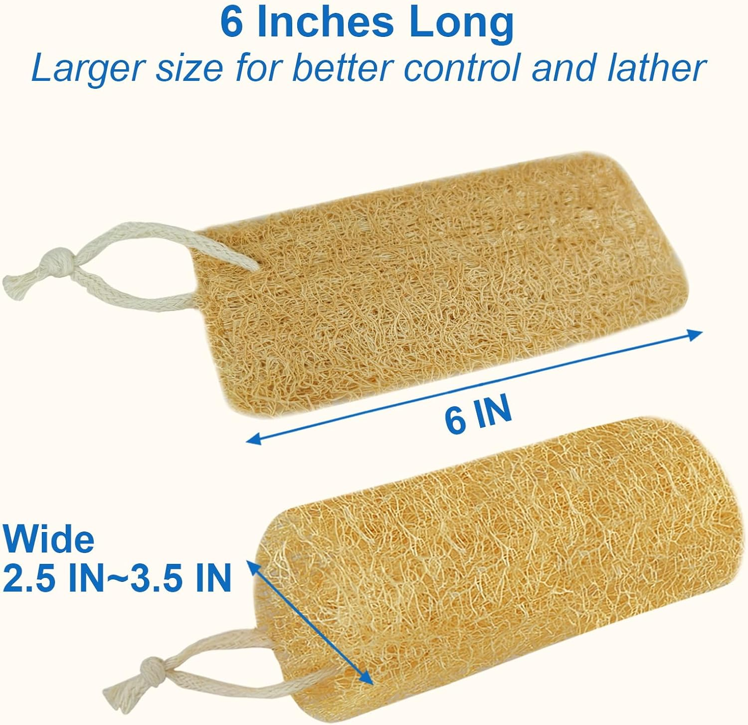 Natural Loofah Sponge (4 Packs), 6&ldquo; Natural Loofah Exfoliating Body Scrubber Egyptian Loofa Eco 100% All Natural Luffa Cleaning for Men Women Deep Clean Skin image number 6