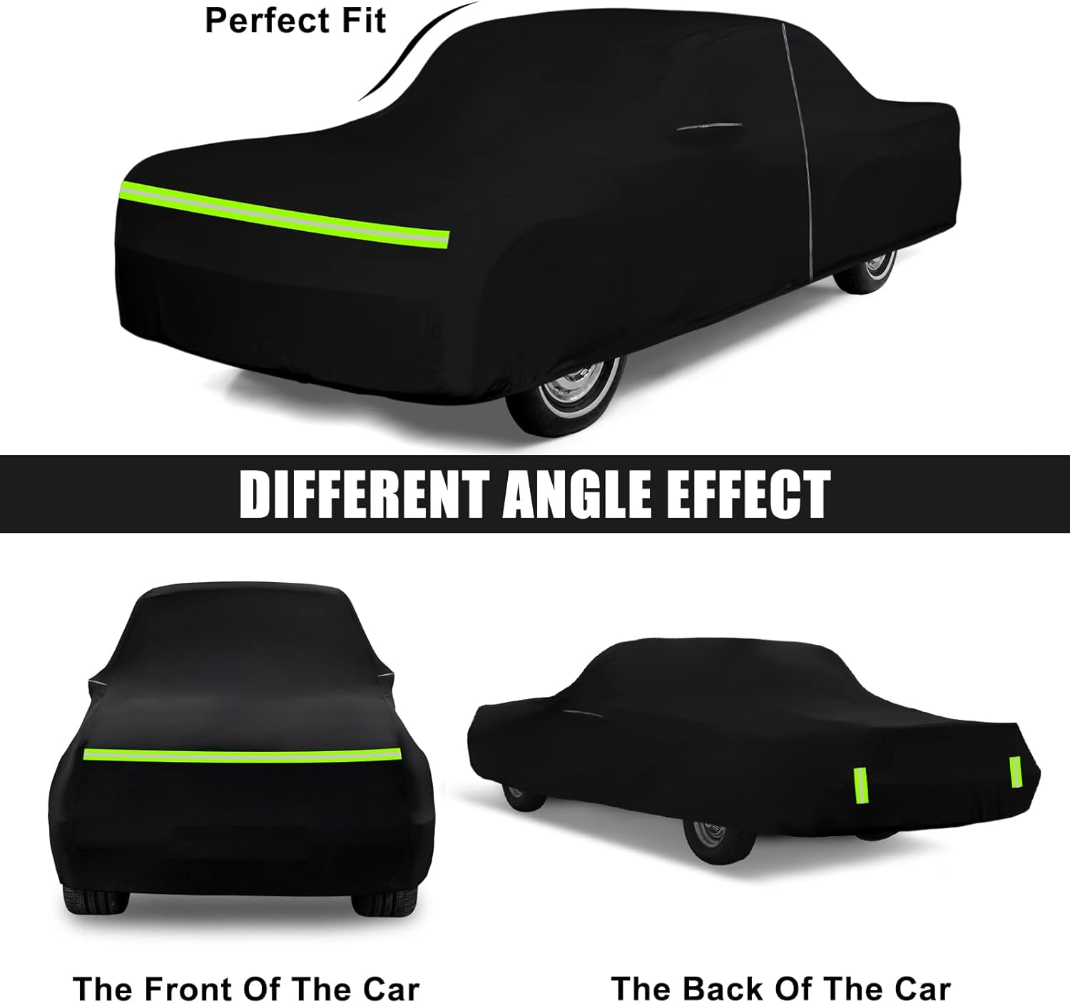 SAPUBK Waterproof Car Cover Compatible with Chevrolet Bel Air / 150/210 1950-1957 Sedan/Coupe/Hardtop 210T All Weather Classic Car Covers with Zipper Door for Snow Rain Protection, Black - 1961-1968 Continental image number 2