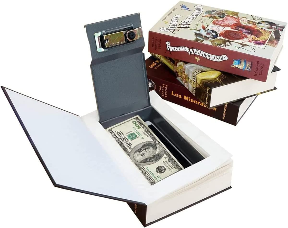 Real Paper Transfer Book Safe for Jewellery, Diversion Book Safe Storage Box, Hollow Secret Compartment with Security Combination Lock for Secure Discreet Hidden Valuables and Personal Items (Bible)