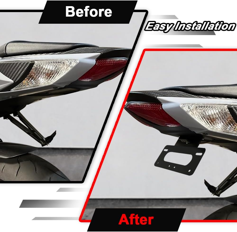 GSXR600 GSXR750 Fender Eliminator, Tail Tidy, for SUZUKI GSXR 600/750 L1 2011-2019, with Led License Plate Light (Black)