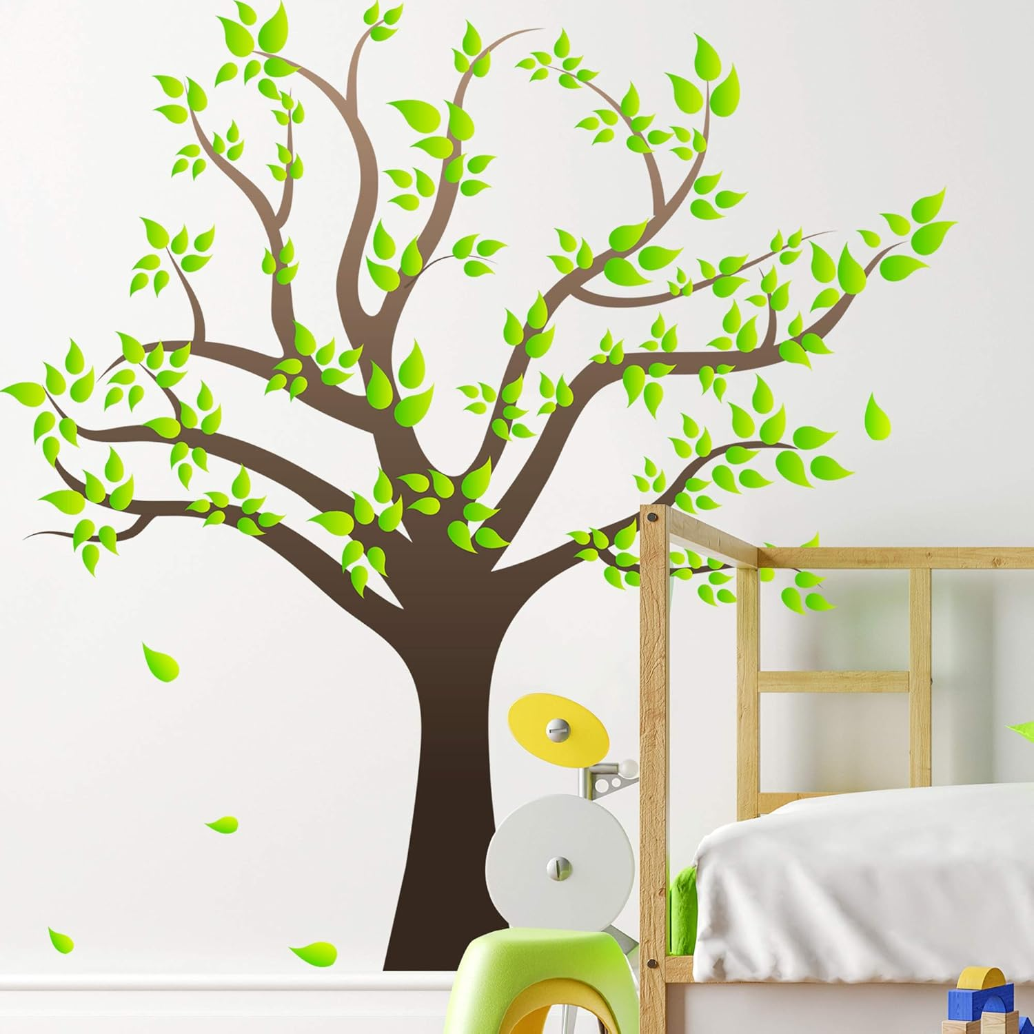 RW-1080 3D Green Tree Wall Stickers Family Photo Tree Wall Decal Removable Peel and Stick DIY Art Wallpaper for Kids Girls Babys Bedroom Bathroom Living Room Nursery Offices image number 2