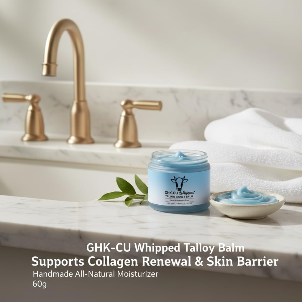 GHK-CU Whipped Tallow Honey Balm with Methylene Blue，Moisturizing Cream for Soft, Handmade All-Natural Moisturizer，60G（1Pc） image number 5