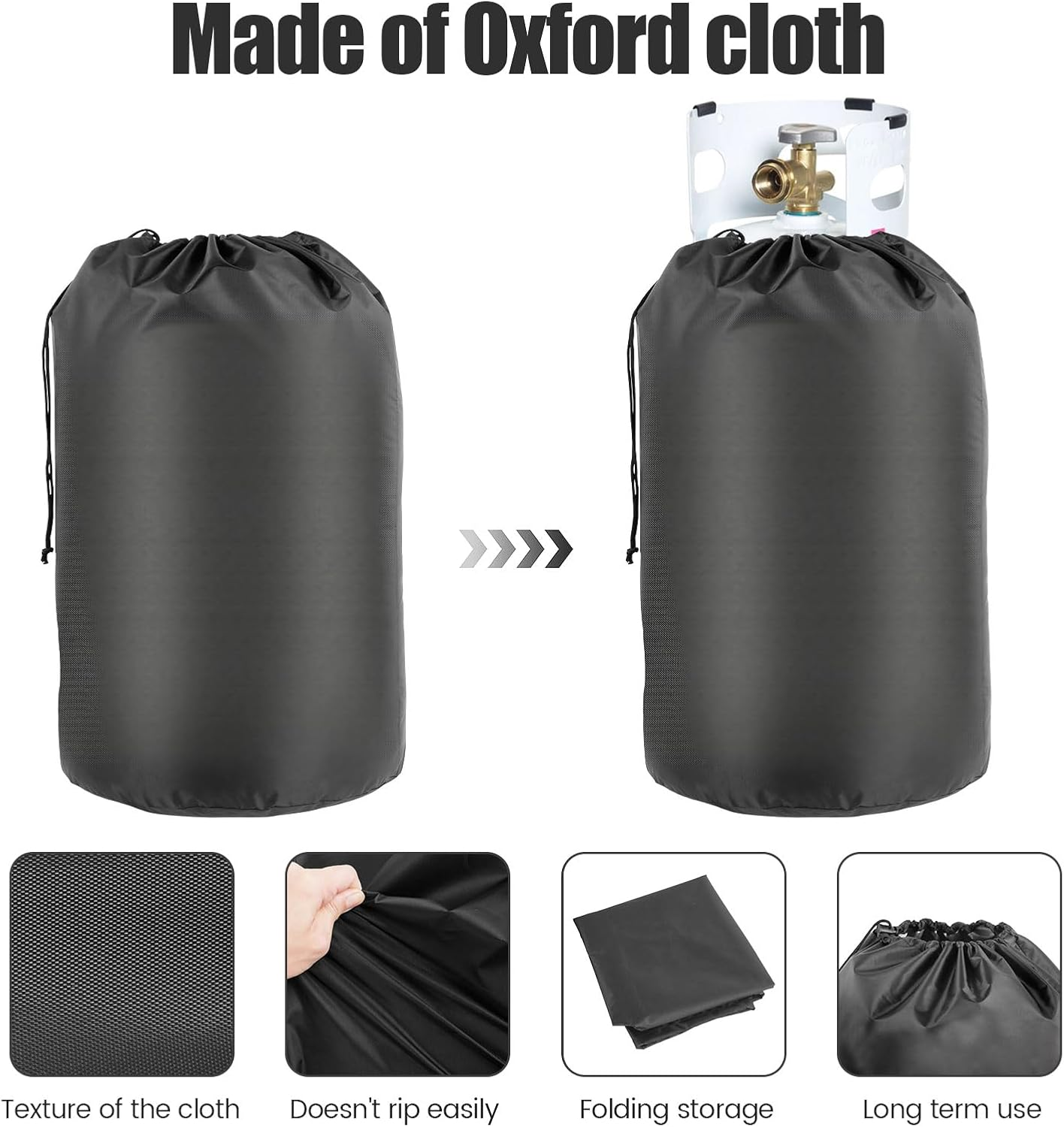 2Pcs Propane Tank Cover, Gas Bottle Covers, Oxford Cloth Gas Tank Cover with Drawstring, Waterproof Propane Cylinder Cover, Protective Cover for 20 LB Gas Tanks