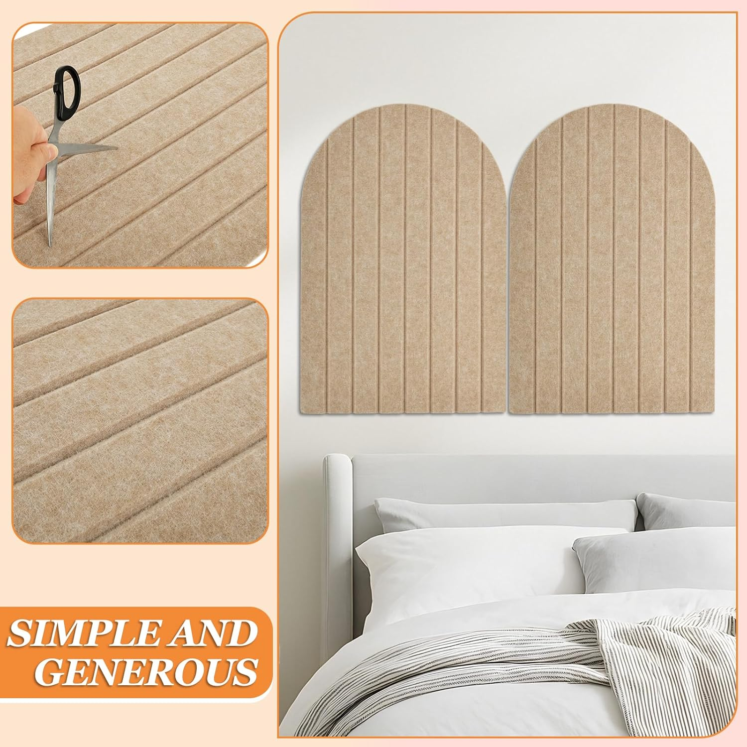 2Pcs 40X60Cm Arch Felt Bulletin Board Drill Free Installation Decorative Felt Pin Board with 9Mm Thickness for School Home Office Wall Decor(Camel Color) image number 5