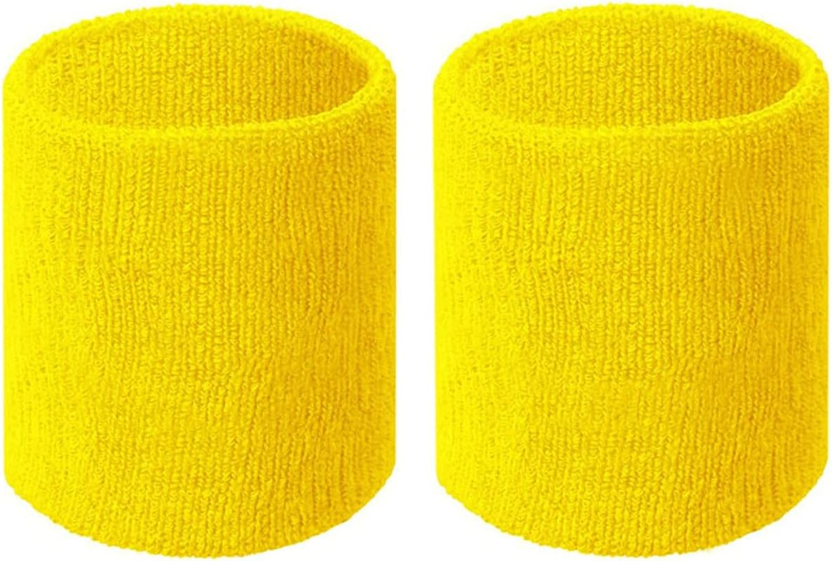 Colorful Cotton Sport Wristbands for Men and Women-3' Athletic Terry Cloth Sweatbands in Neon Colors-Wrist Sweat Bands for Tennis, Basketball, Running, Gym (1 Pair) image number 1