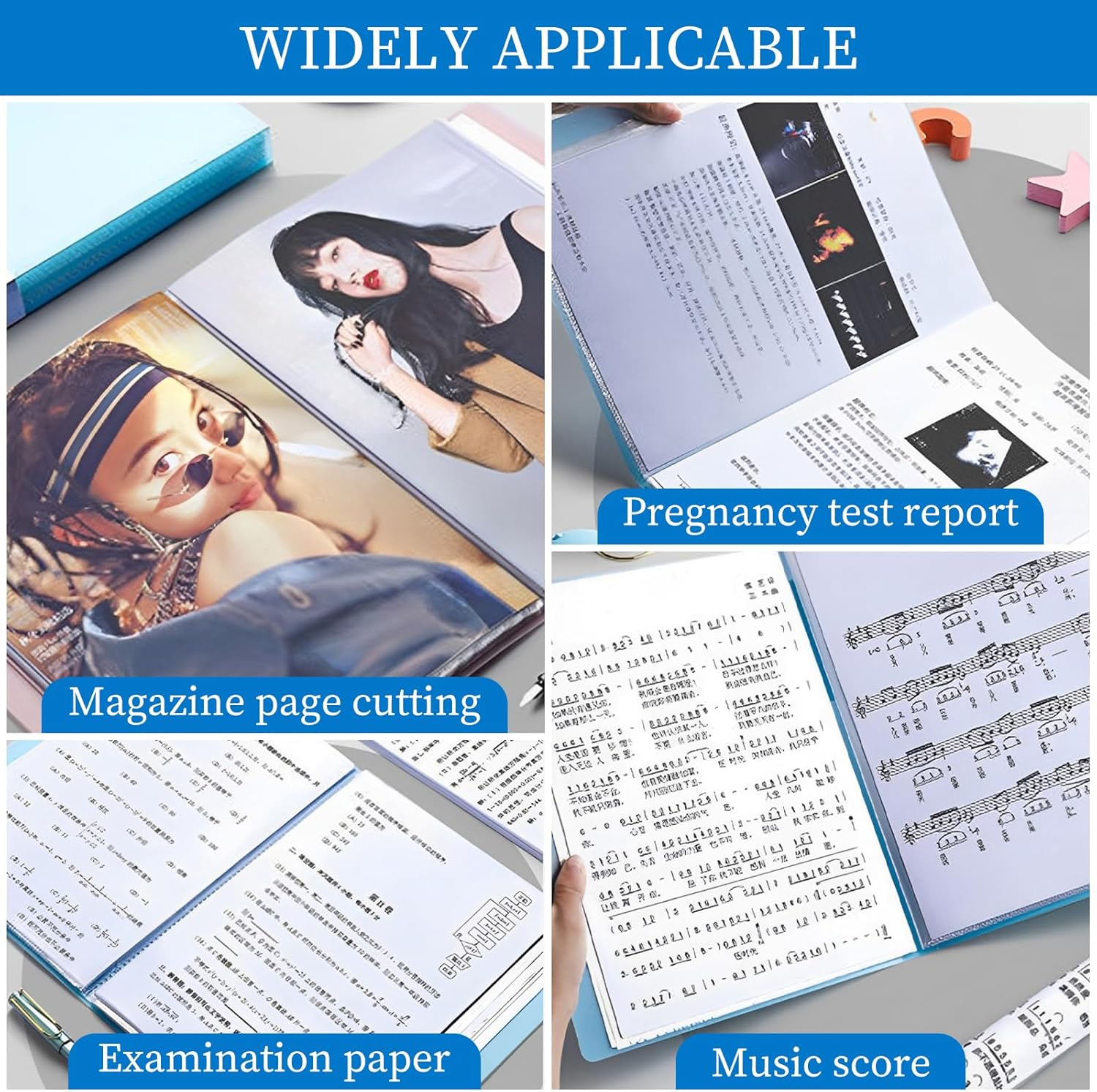 4Pcs A4 Display Book 60 Double Sided Pockets Display Book 30.8X23.6Cm Paper Document Holder Waterproof Paper Storage Organizer Books Plastic Art Presentation Book for School Office Business image number 1