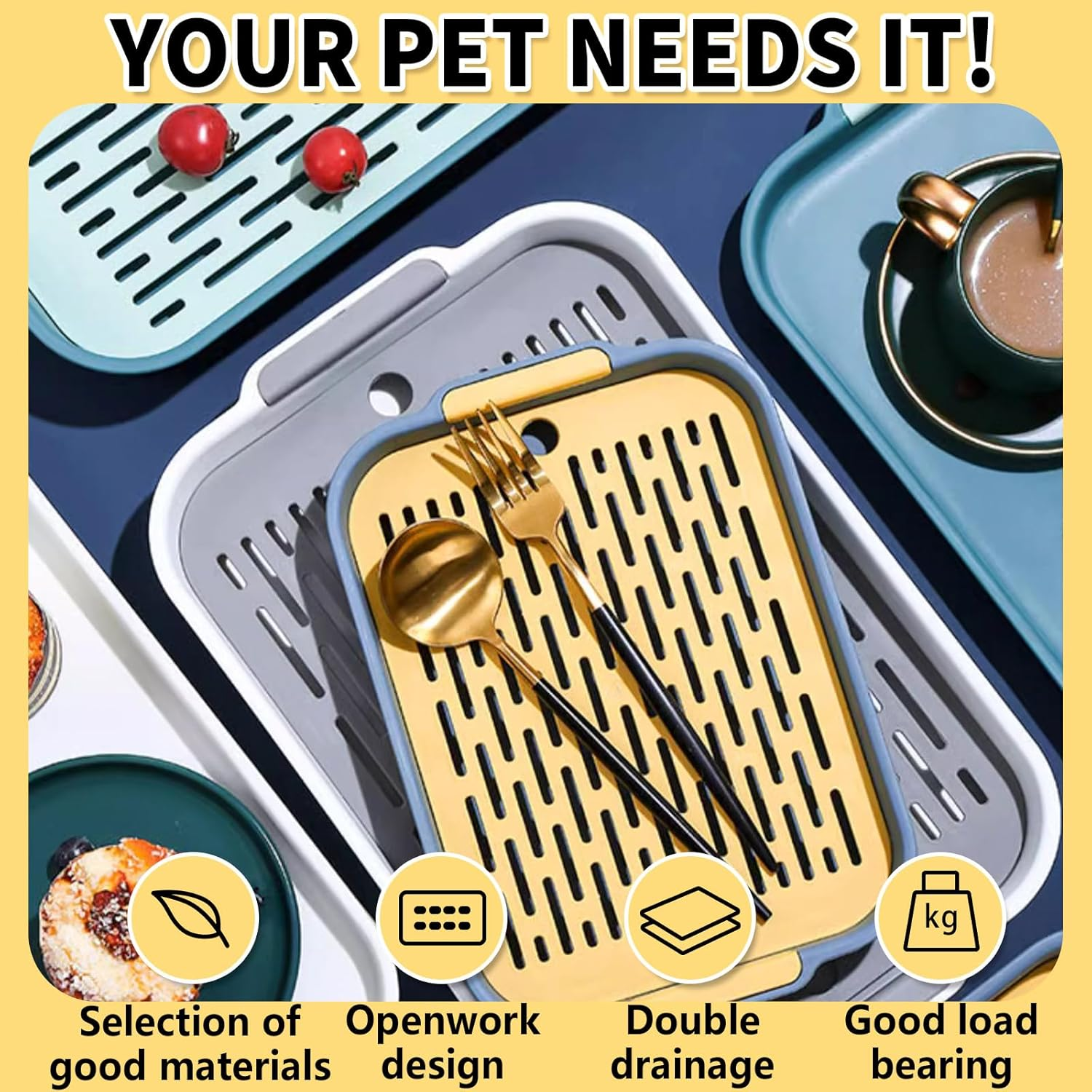 Rabbit Litter Box Pet Toilet Tray Plastic Waste Pan Easy to Clean Reusable Small Animal Potty for Bunny Guinea Pig Chinchilla Hamster Indoor Cage Training Use(Blue,Small) image number 6