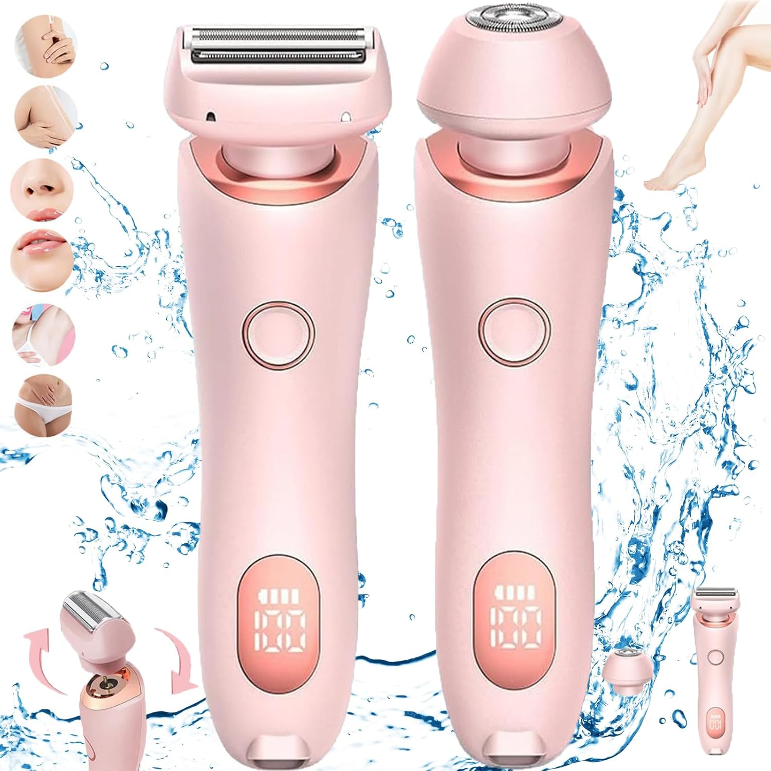 Livora Electric Razor, Livora Razor, Silk Glide Pro, Epilator Painless for Home, 2 in 1 Electric Shaver Razors for Women, Bikini Trimmer for Pubic Hair, Wet & Dry (Pink) image number 5