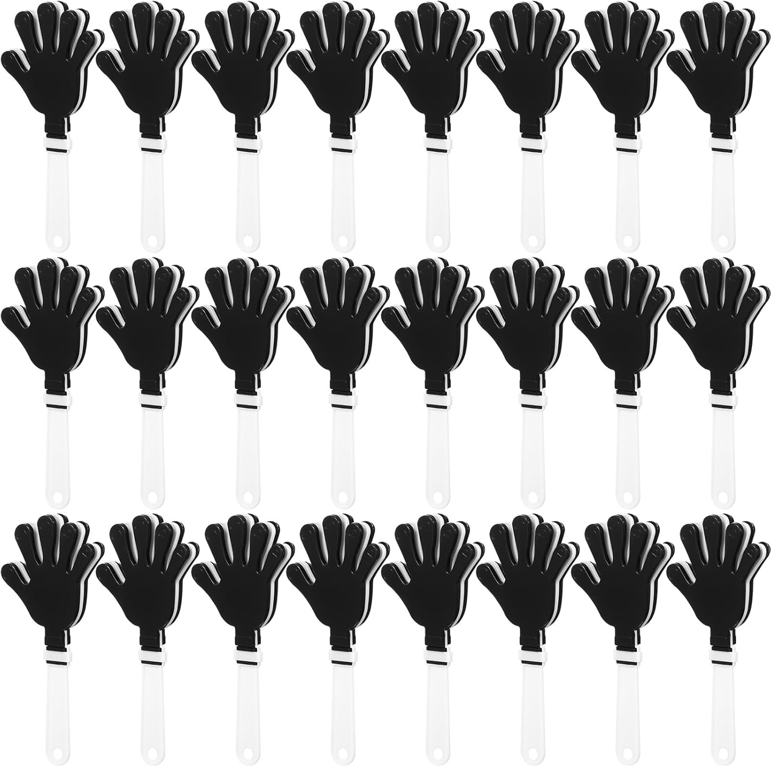ZCYSRLQIN 24 Pcs Hand Clappers 7.5 Inch Plastic Clappers Noisemakers Party Favors Clapping Noise Maker Birthdays Game Prizes Classroom Rewards Football Sporting Events Cheers Supplies (Yellow,Black)