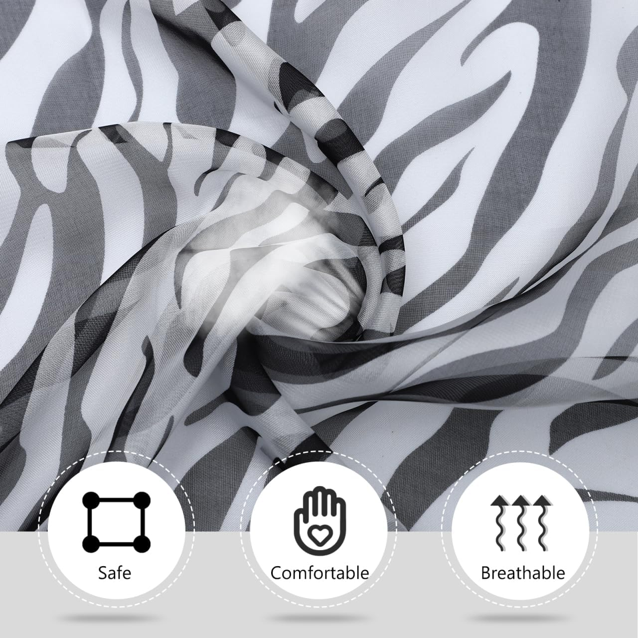 LIFKOME Zebra Pattern Chiffon Scarf Lightweight Decorative Zebra Print Beach Scarf Silky Texture for Comfortable Wear for Everyday Use and Outdoor Activities 190 * 130Cm image number 6