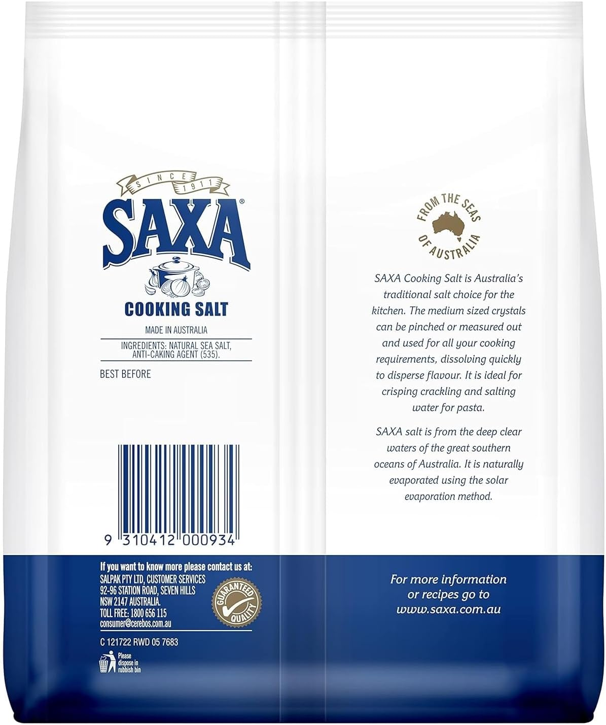 Saxa Cooking Salt 1 Kg (Pack of 5) image number 3