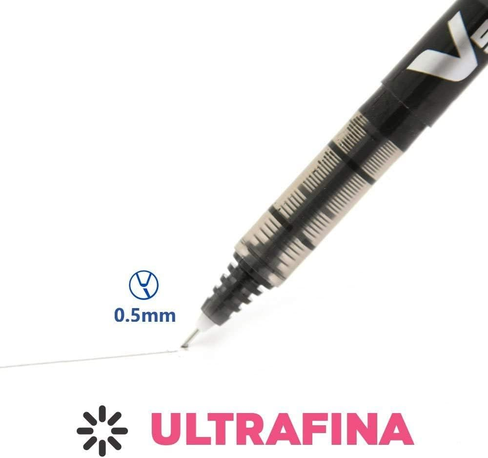 Pilot V5 Hi-Tecpoint Extra Fine Rollerball Pen 0.5Mm Nib Tip, Business Colour Black Blue Red image number 4