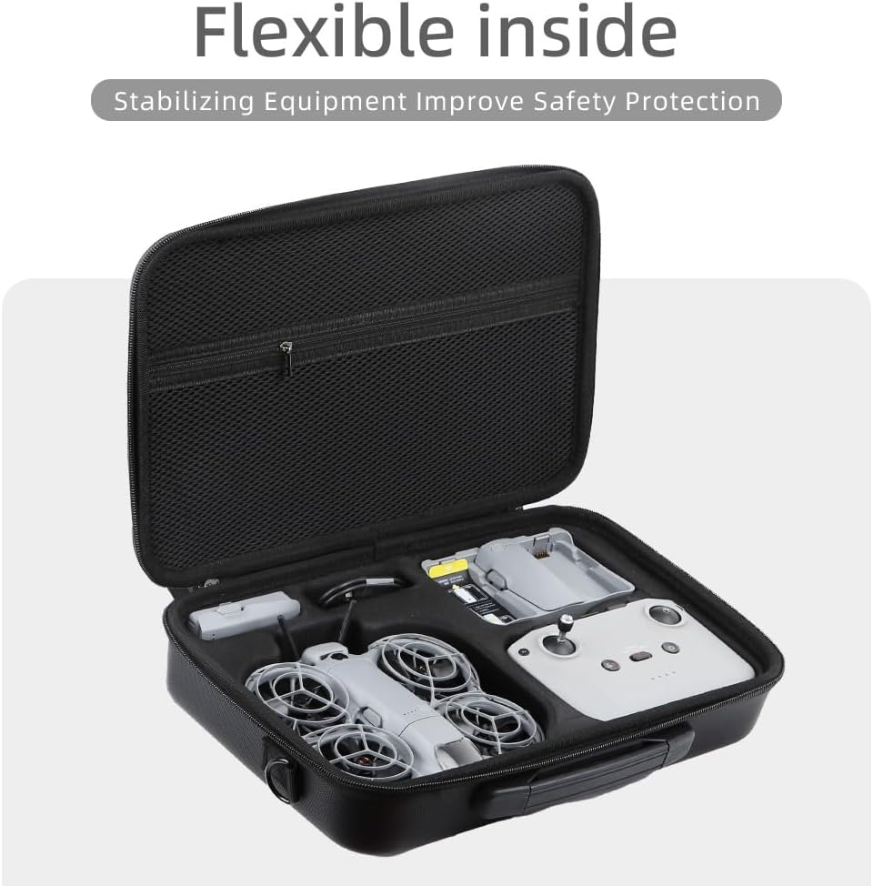 Shoulder Storage Bag Compatible with DJI NEO 2, Carrying Case with Grid Compartment, Drone Accessory Organizer (Black) image number 5