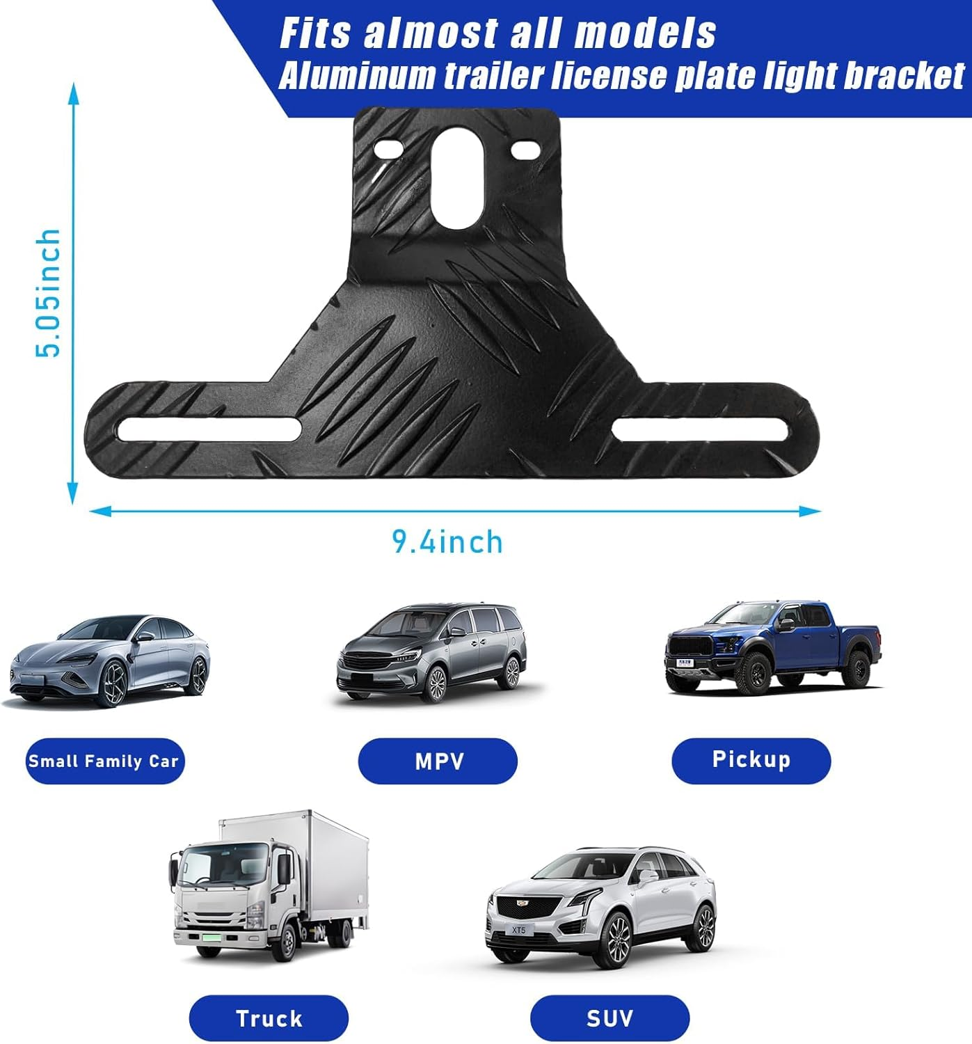 Aluminum License Plate Light Bracket, Auto License Plate Holder Bracket with Light Mount, Universal Vehicle Accessories for Mounting Bracket Trailers, Trucks, Cars (1 PC, Black) image number 3