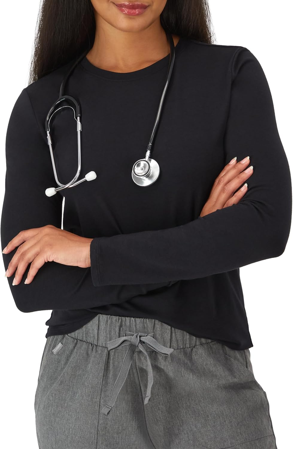 Hanes Women'S Comfort Fit Scrubs Underscrub, Supersoft Viscose from Bamboo Long Sleeve Shirt