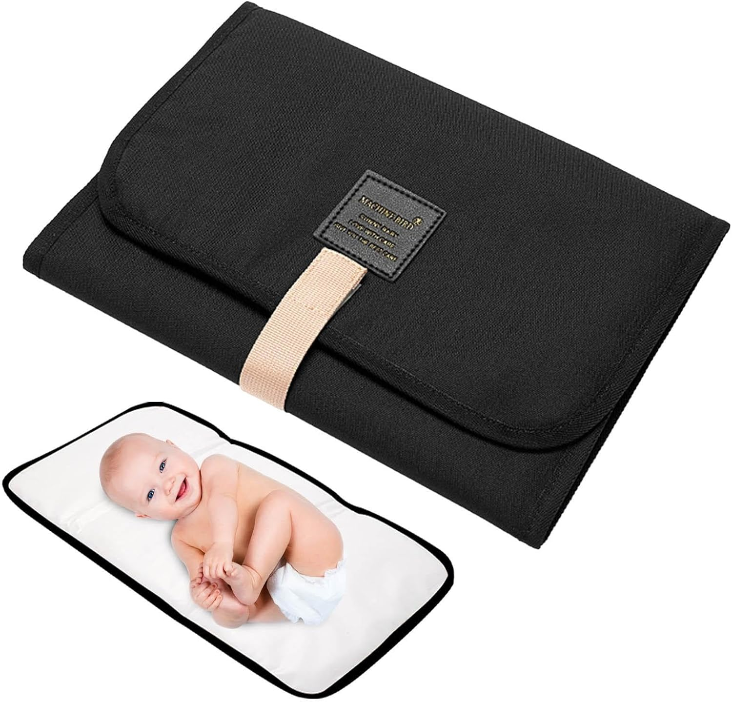 Baby Changing Mat, Portable Nappy Changing Mat, Travel Changing Mat, Baby Diaper Changing Pad, Changing Diaper Mat, Diaper Changing Mat, Foldable Changing Pad for Trips Travel Tours, Black - Gray image number 5