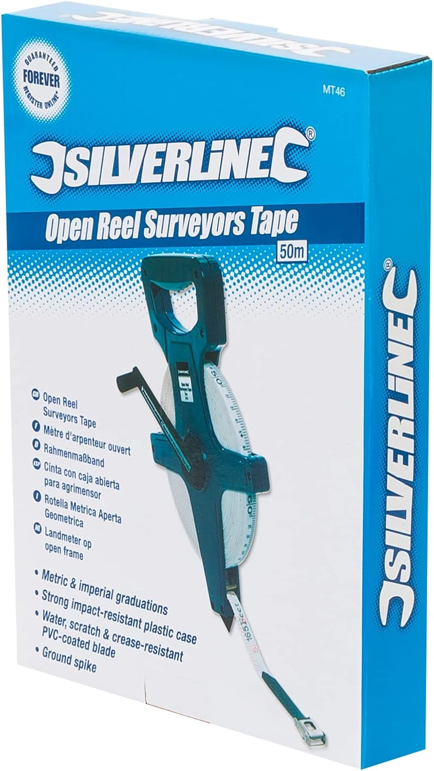 Silverline MT46 Open Reel Surveyors Tape Measure 50M image number 1