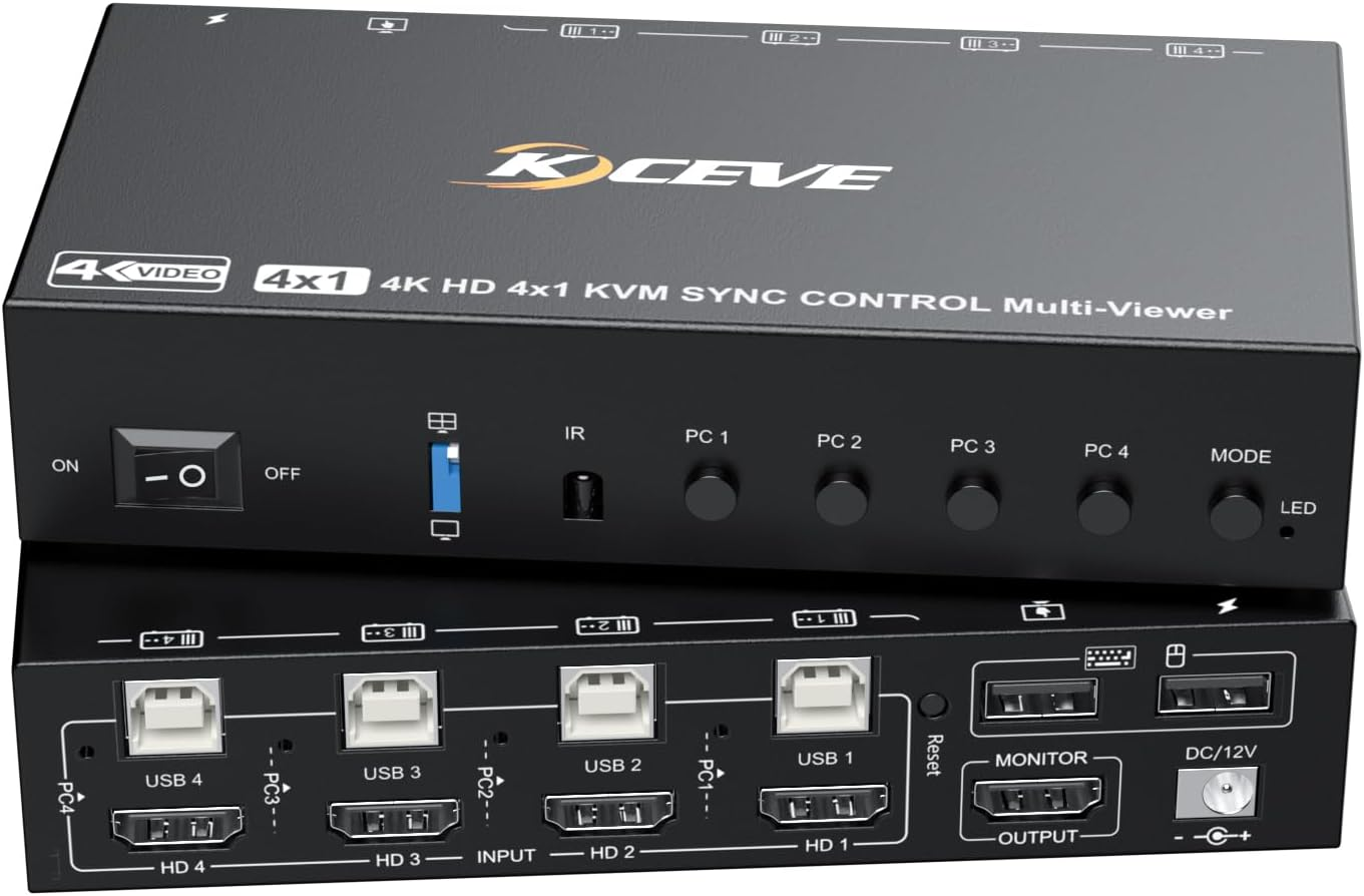 Multiview KVM Switch 4 Computers 1 Monitor