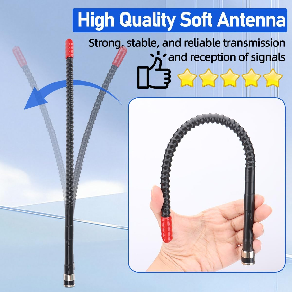 Arridioter CB Radio Antenna Whip Soft 27Mhz Magnetic Mount CB Antenna Kit with PL259 BNC Male Adapter Compatible with Cobra Uniden Midland Maxon Car Mobile Truck Vehicle Portable Handheld CB Radio image number 2