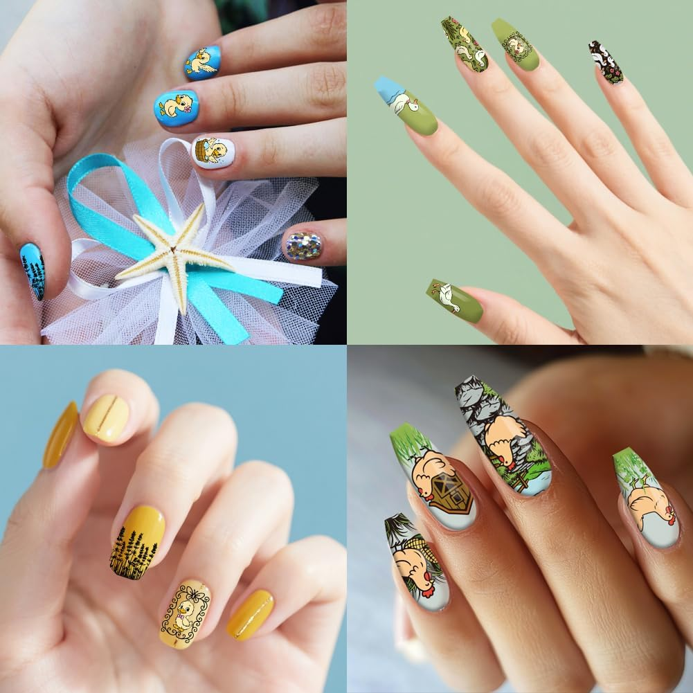 PH Pandahall 3Pcs Farm Theme Nail Stamp Plate Chickens Ducks Pattern Print Art Template Stainless Steel Nail Image Plate Farm Animals Nails Stencils for Women DIY Printing 4.7X2.3 Inch image number 1