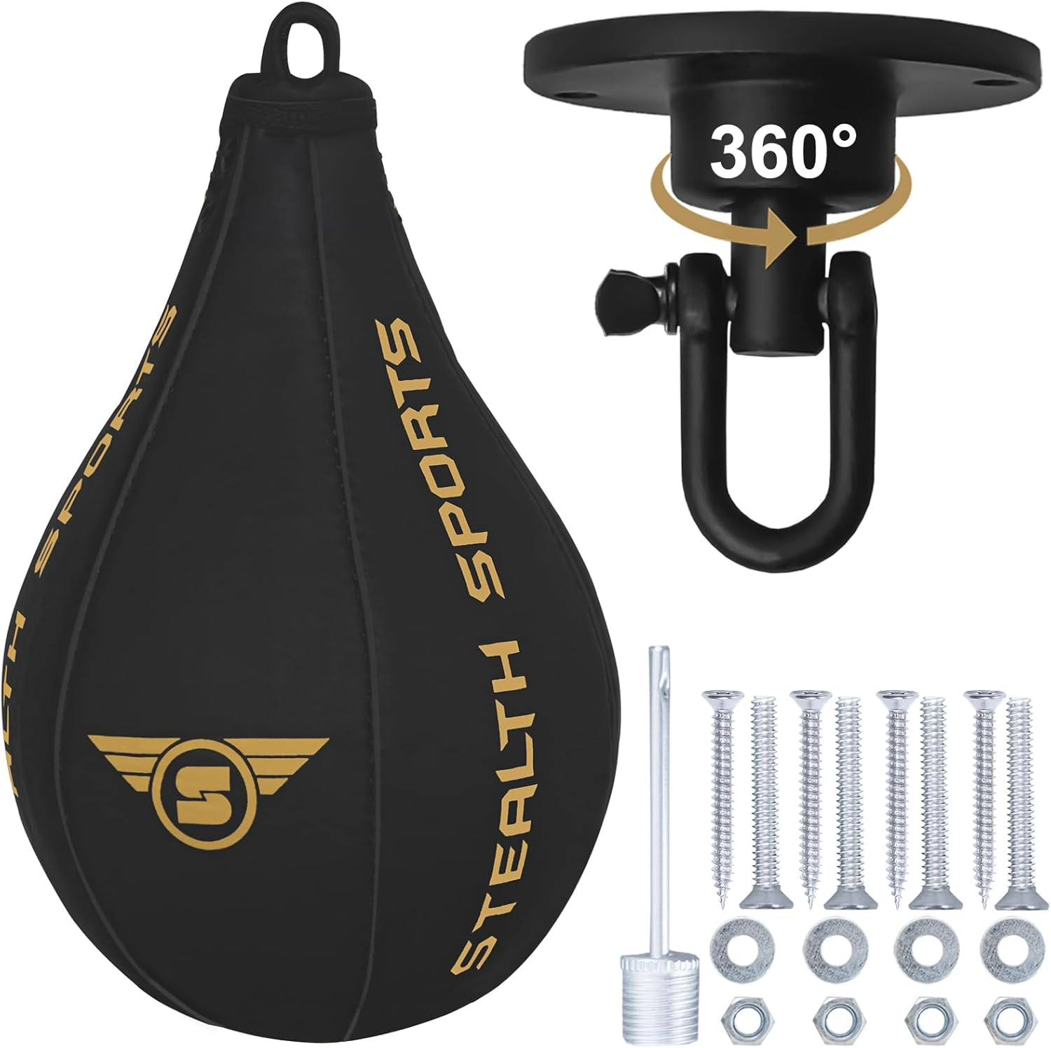 Speed Ball Boxing &ndash; MMA Speed Bag & Hanging Swivel Kit for Boxing Training &ndash; Punching Bag for Muay Thai, Kickboxing, Martial Arts, Reflex and Speed Training Striking Bag