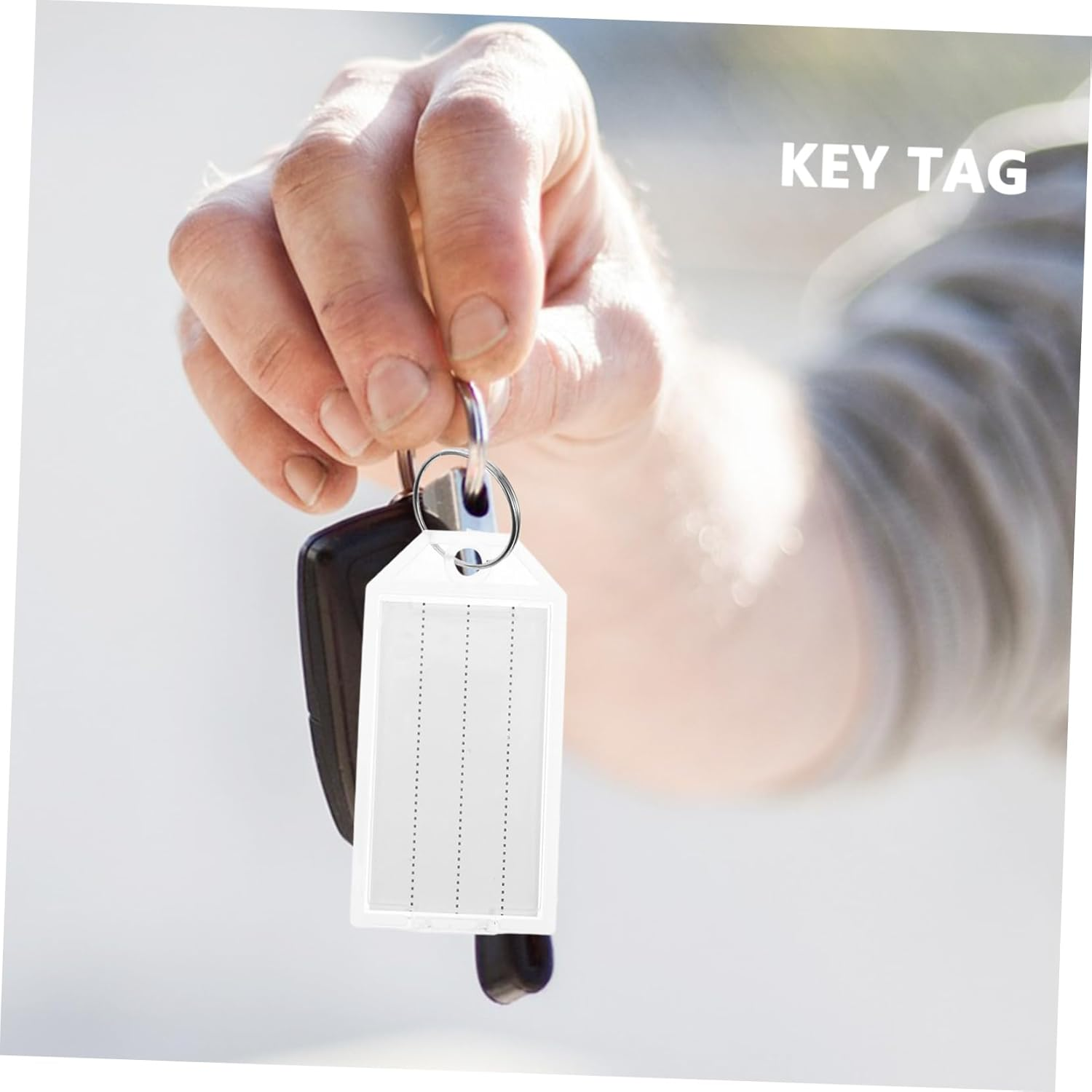 SHINEOFI 100Pcs Blank Plastic Key Tags Luggage Tag Keyring Labels for Travel Gear Suitcase Identification image number 3