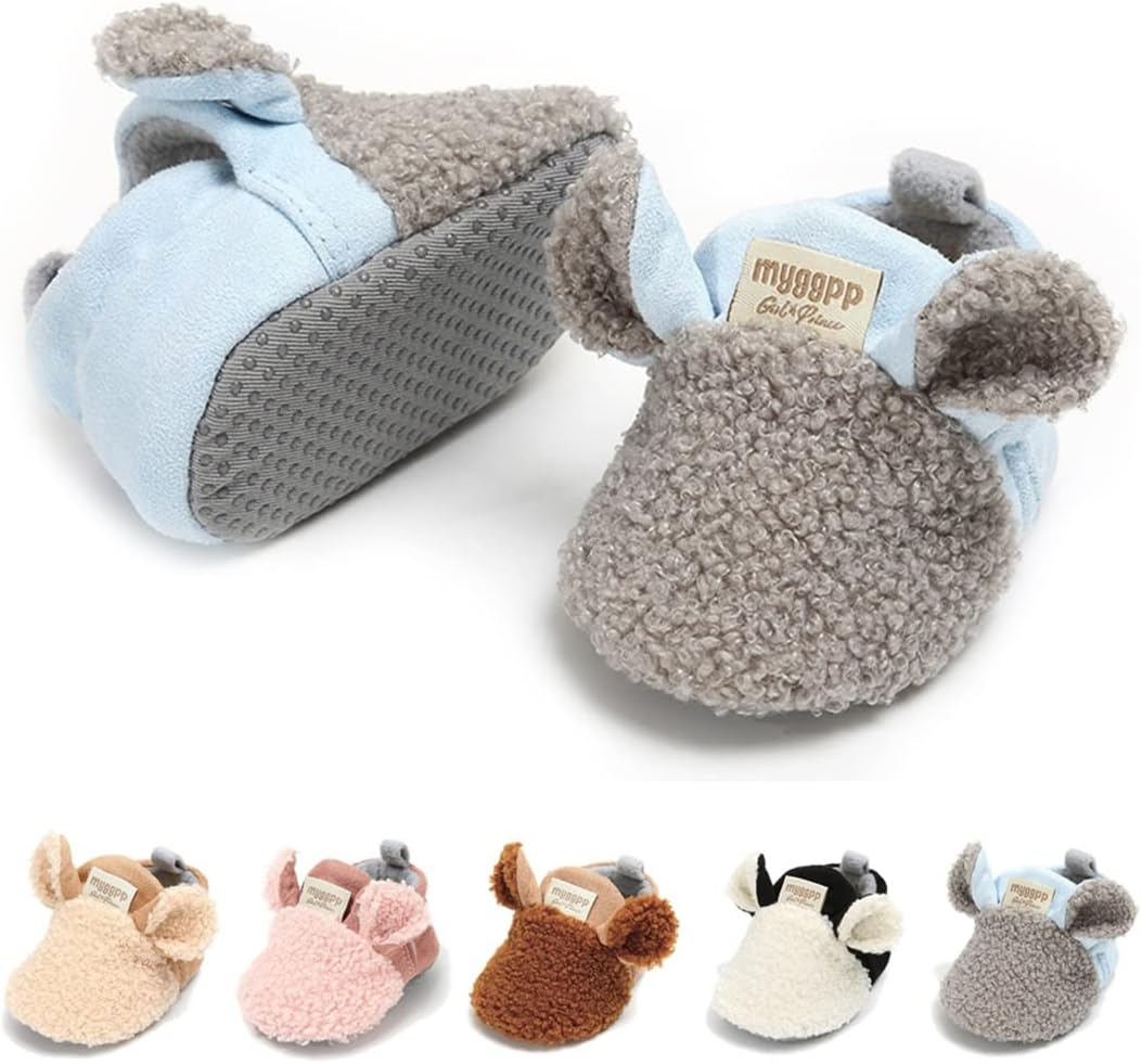LAFEGEN Baby Booties for Boys Girls with Soft Lining Non Slip Gripper Newborn Infant Slipper Socks Toddler First Walker Crib Shoes 0-18 Months