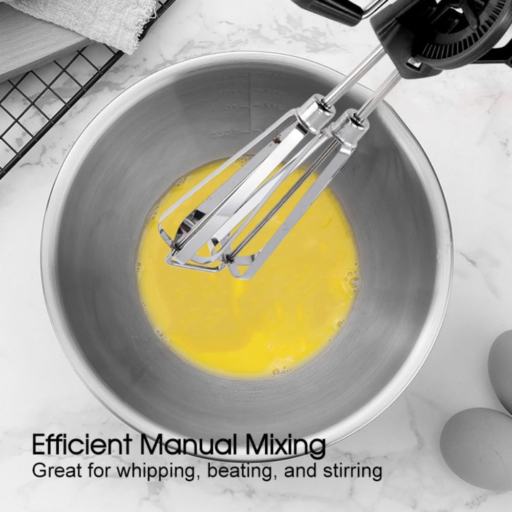 OZSTOCK Manual Hand Mixer Stainless Steel &ndash; Egg Beater & Dough Whisk with Comfort Grip Handle &ndash; Rotary Whisk Tool for Baking, Whipping Cream, Mixing Batter &ndash; 6.5X25.5Cm, No Electricity Needed (1) image number 3