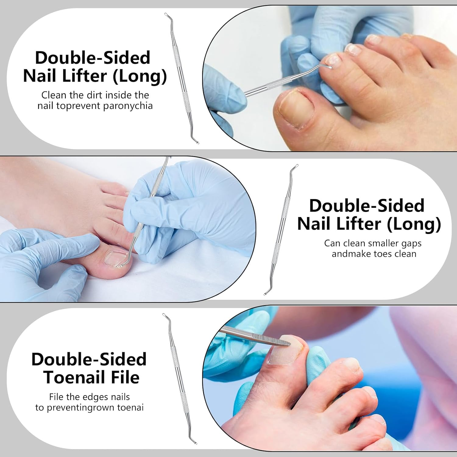 7 Pack Ingrown Toenail Removal Kit, Stainless Steel Ingrown Toenail Treatment Tool, Professional Ingrown Toenail File and Ingrown Toenail Lifters, Nail Pedicure Tool Kit under Nail Cleaner Tools image number 4