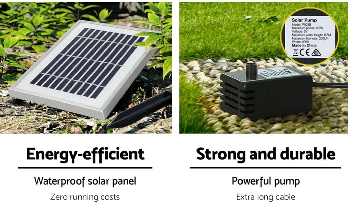 Gardeon Solar Water Fountain, 52Cm Tall Feature Pump Bird Bath Powered Features Fountains Garden Outdoor Indoor Pond Decoration, 3 Tiers Birdbath LED Lights Black image number 4